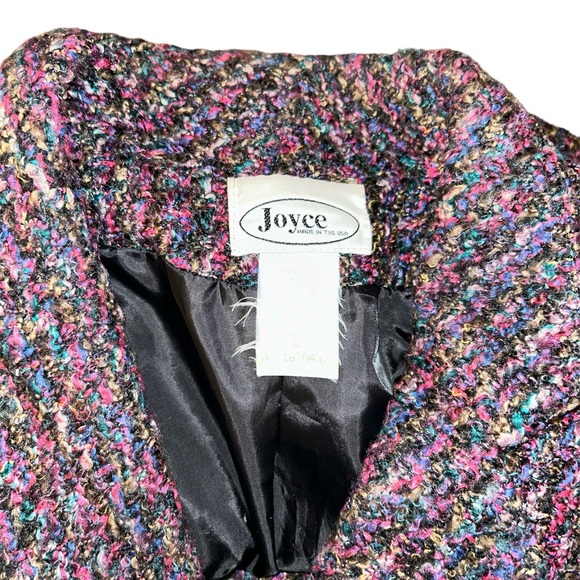 Joyce Purple Wool Tweed Blazer Vintage 80s Size 8 Fully Lined Made in USA - Picture 3 of 3